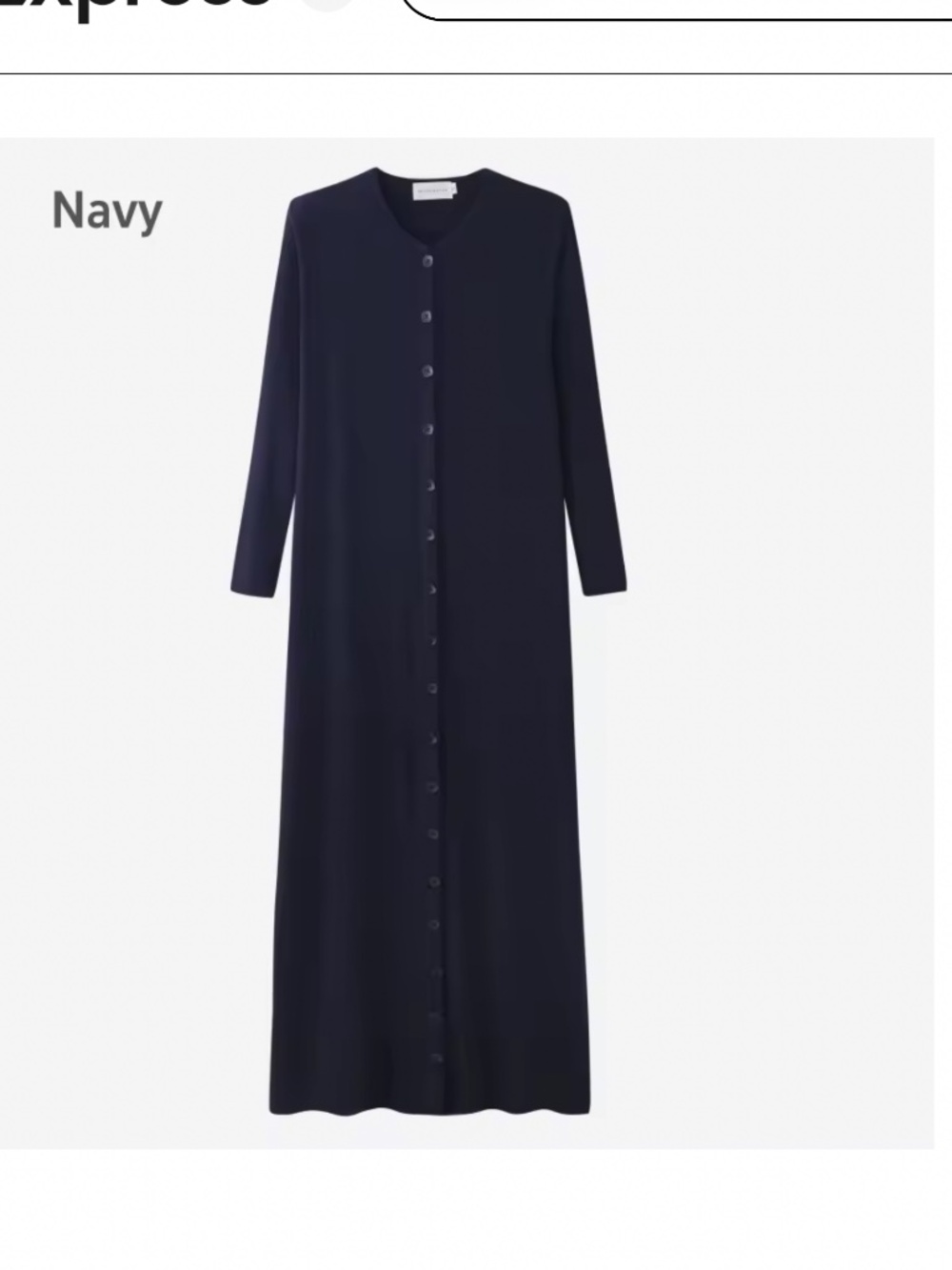 Navy v-neck ribbed maxi dress S EUC with square buttons